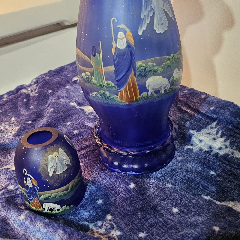 Blue Nativity Scene Vase Set